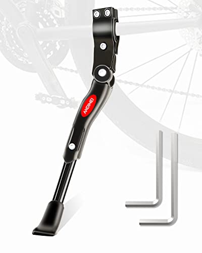 ANDIMEI Patas de Cabra Caballetes Bicicleta - Universal Ajustable Bike Stand con pie Goma Antideslizante, Aluminio Caballete Bici Soporte para 24-28' Montaña Ciclismo BMX Carretera Bicicletas (Negro)