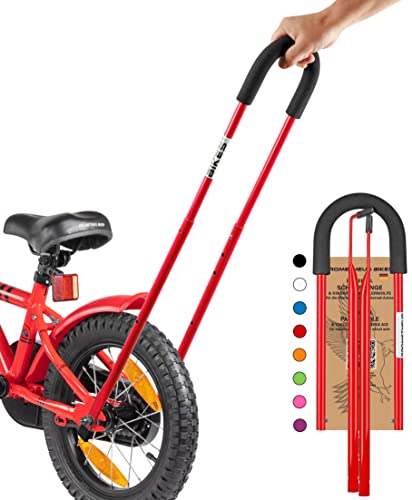 Prometheus - Barra de empuje para bicicleta infantil (2024), color rojo