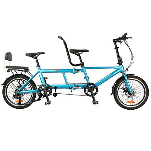 GzxLaY Bicicleta tándem de una Sola Velocidad Plegable portátil Ultraligera de 20 Pulgadas, Bicicletas de Viaje con Freno de Disco Plegable,A