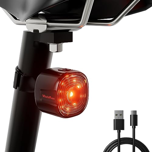 Luz Trasera Bicicleta Inteligente, Conmutación Manual/Automática, Dos Métodos de Instalación, 6 Modos de iluminación, Luces traseras Bicicleta con Sensor de Freno, Luz Bicicleta Impermeable