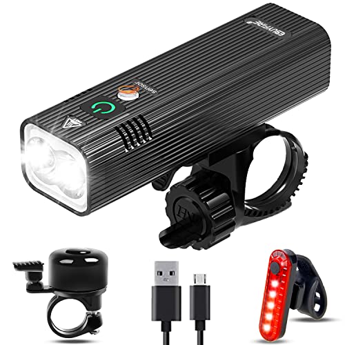EBUYFIRE USB Recargable Juego de Luces de Bicicleta,Sensor de luz Inteligente Faro de Bicicleta,IPX5 Impermeable 5/3 Modos LED Luces de Bicicleta Delantera y Trasera,para Todas Las Bicicletas