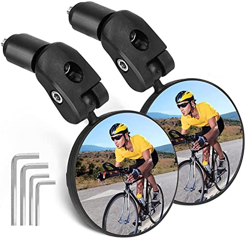 Flintronic 2 Piezas Espejo Retrovisor de Bicicleta, Espejos de Bicicleta 360° Adjustable Giratorio, (17.4mm-22mm) HD Gran Angular Espejos Bicicleta para Bicicleta Manillar, Bicicletas de Montaña