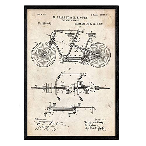 Nacnic Poster con patente de Bicicleta tandem....