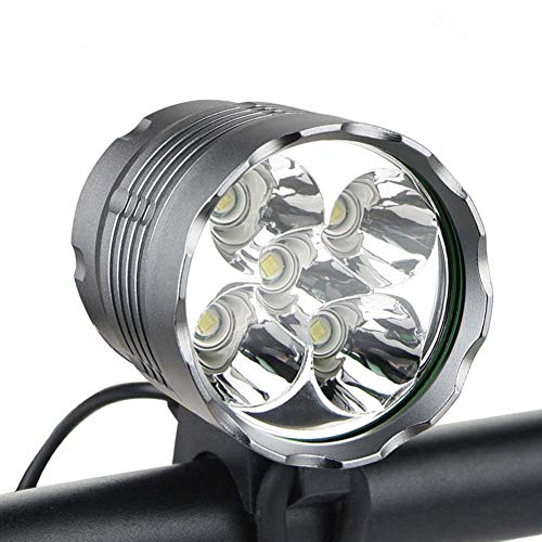 Luces de Bicicleta, 6000 lúmenes 5 LED Luz de Bicicleta, Luz de Bicicleta de montaña Impermeable con 8400mAh Batería Recargable, 3 Modos Luces de Bicicleta Faro Frontal